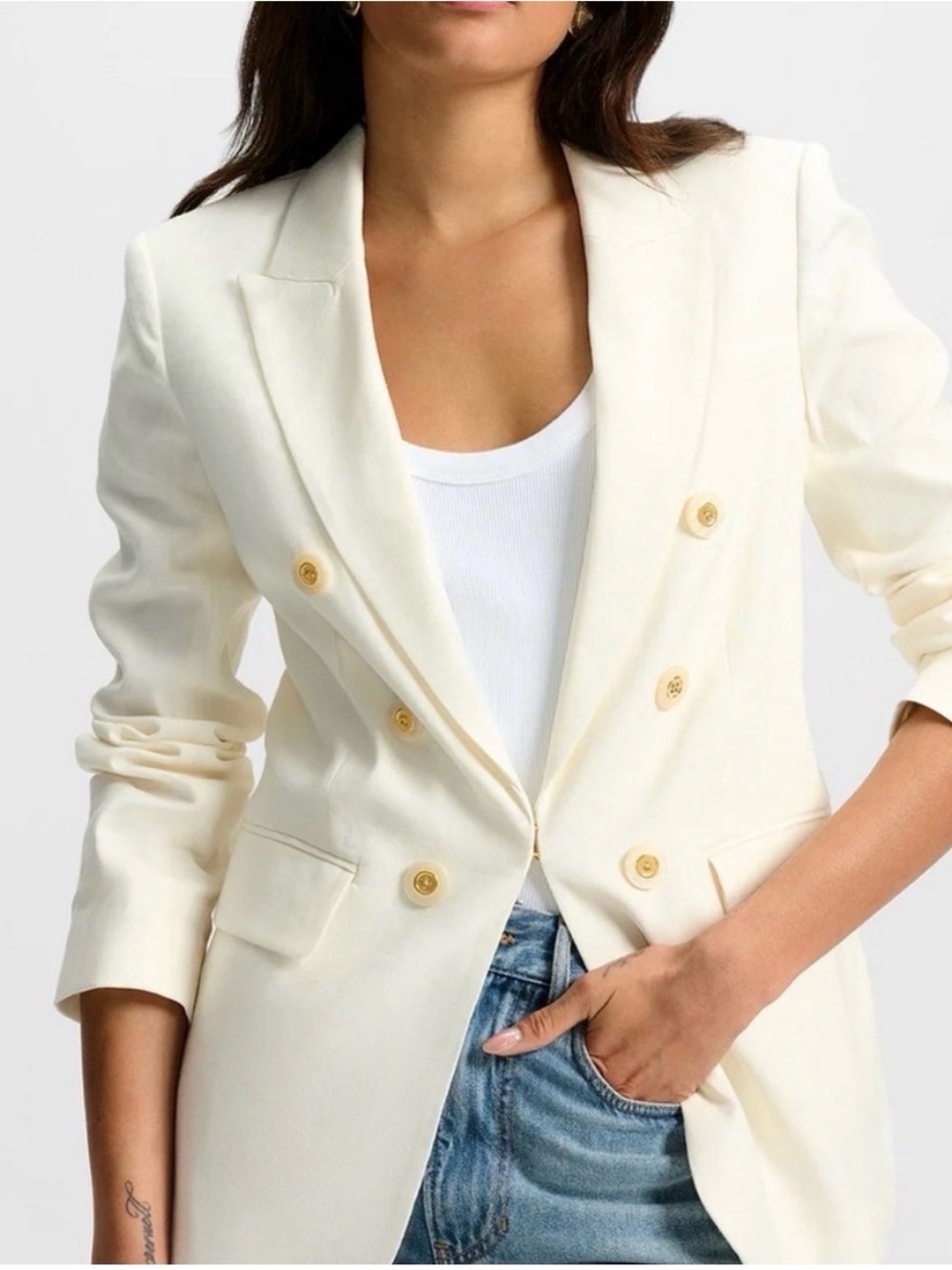 Veronica Beard Cream Dickey Double-Breasted Women's Blazer Jacket. NWT